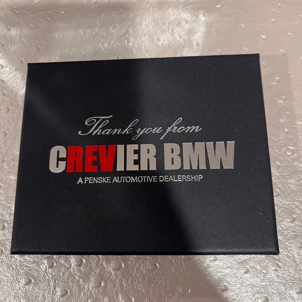 BMW Black/Brown Leather & Metal Key Chain Ring from Crevier Dealer BMW- Calif